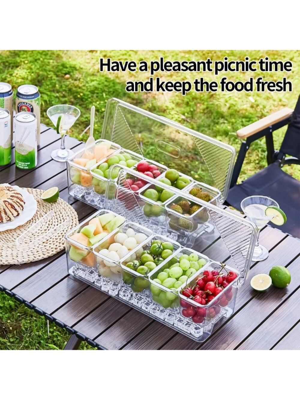 Chilled Condiment Caddy Set with Stackable Containers, 5 Spoons & Clips - Picture 7 of 8